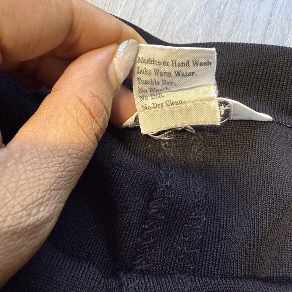 Exclusively Misook Pants Women L Wide Leg Pull on Acrylic Knit Stretch Black - Picture 8 of 11